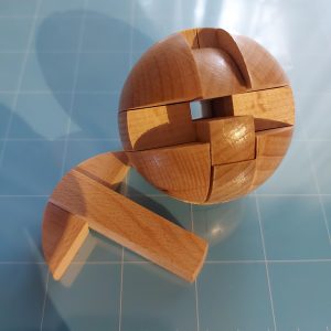 Wooden Brain Teaser Puzzle Ball - Challenging Intelligence Game, Handcrafted
